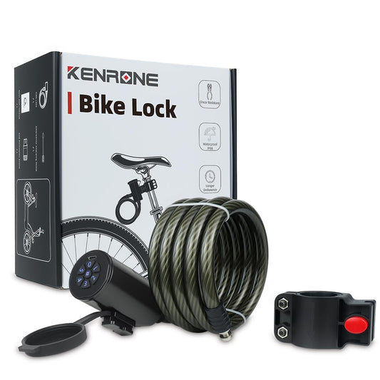 KENRONE Bike Lock,Keyless Anti-Theft Bicycle Cable Lock with 59 inches Waterproof Cable and Mounting Bracket (Combination)
