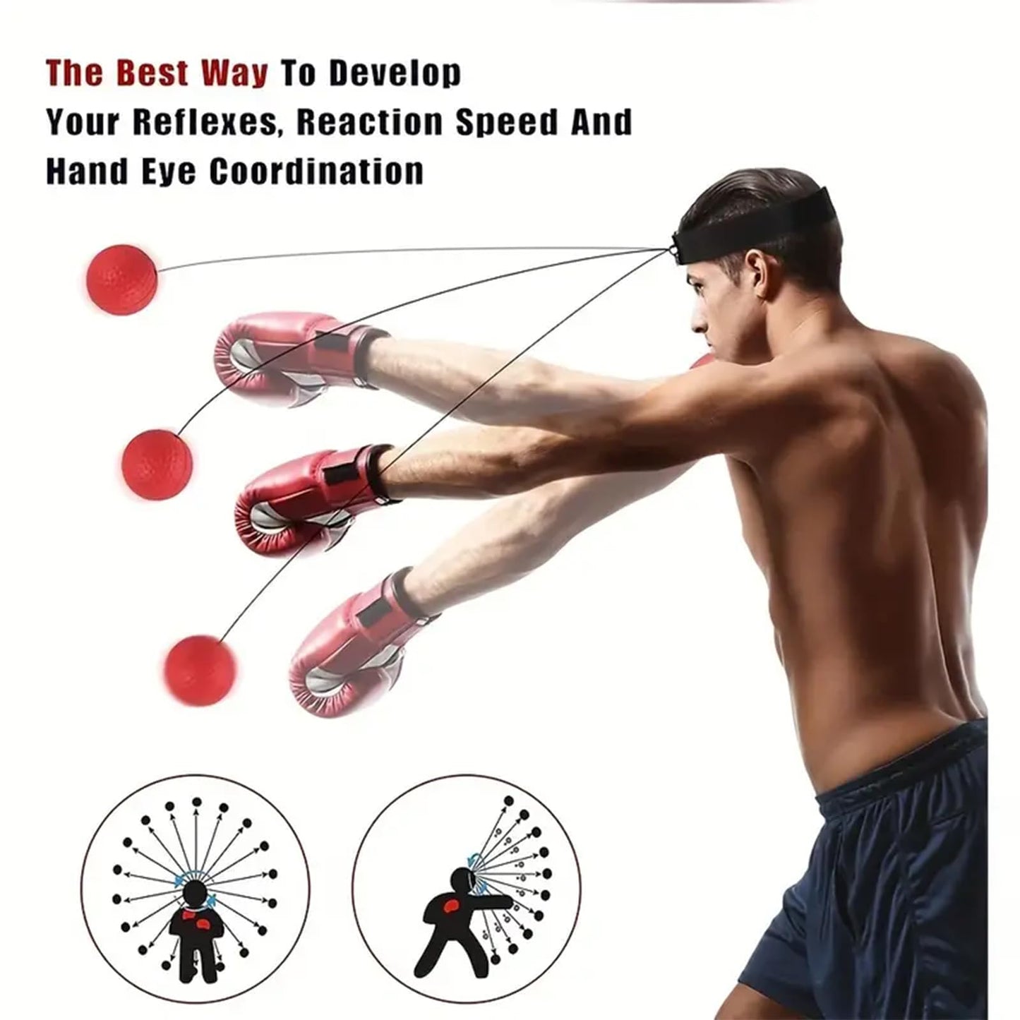 4 Difficulty Levels Boxing Reflex Ball with 1 Adjustable Headbands,MMA Training Equipment,Punching Ball,Perfect for Fight Reaction,Hand Eye Coordination,Punching Speed,Agility, for Adults and Kids