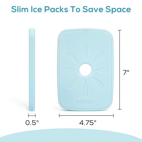 TOURIT Ice Packs for Lunch Boxes/Bags and Coolers, Lunch Box Cooler Ice Packs Reusable, Slim and Long Lasting Cool Pack for Work, Picnic or Camping