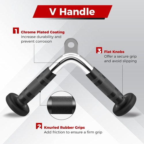 Goplus Cable Machine Attachment Set, 4PCS/ 5PCS LAT Pulldown Attachments w/V-Shaped Press Down Handle, Tricep Rope, Double D Handle, Weight Machine Accessories for Home Gym (4PCS)