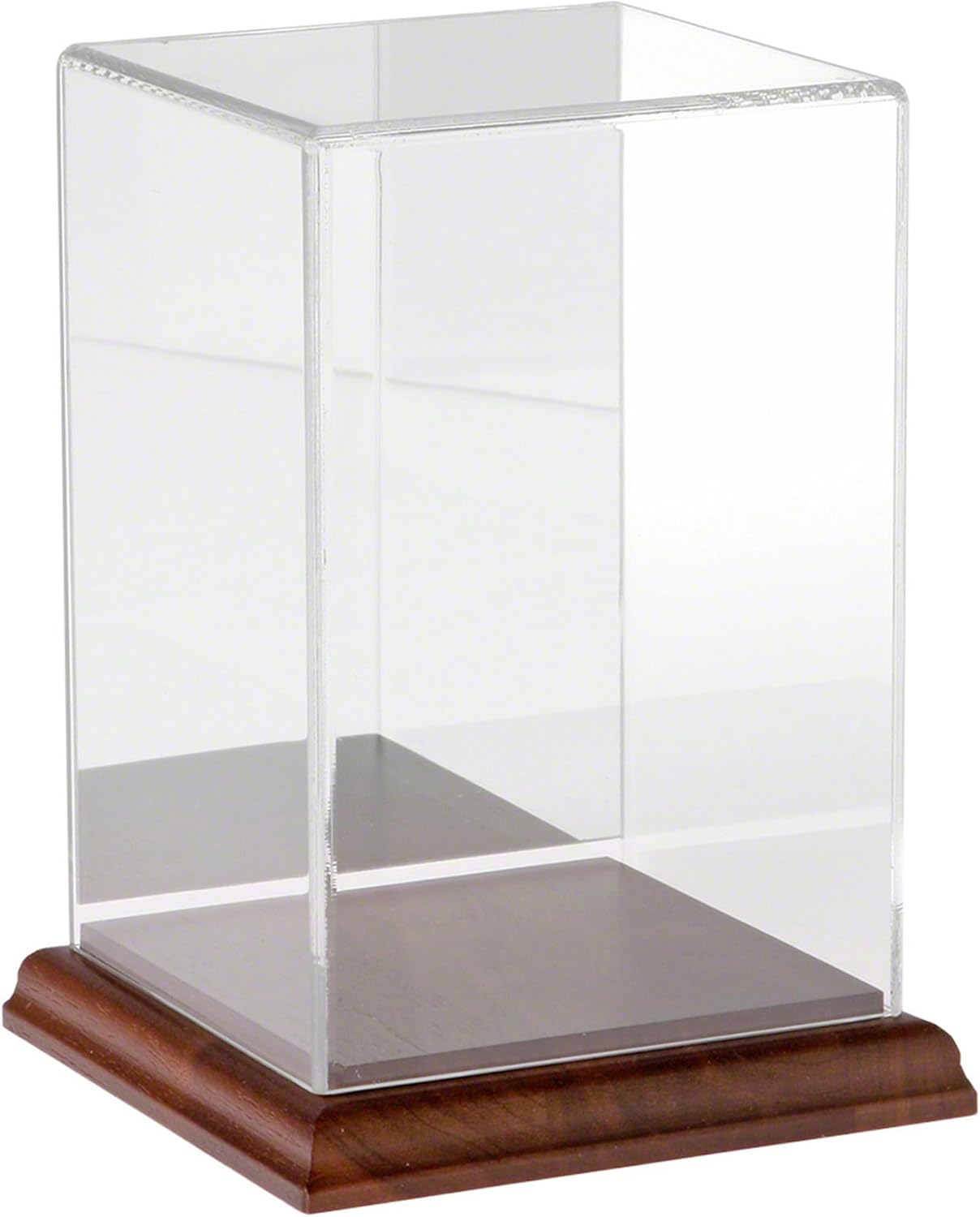 Plymor Clear Acrylic Display Case with Hardwood Base, 4" W x 4" D x 6" H