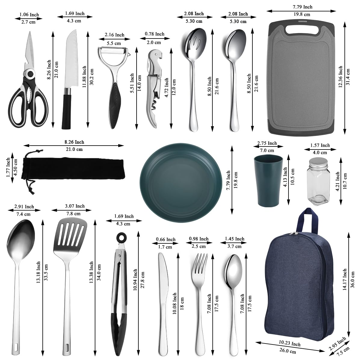 HOMQUEN Camping Essentials Camping Gear Must Haves,Cooking Utensils Set Rv Camping Accessories,Camper Gadgets for Outdoor Hiking Travel Picnic Barbecue Gifts