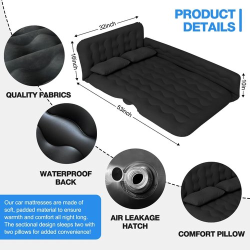 HNXKB SUV Air Mattress Camping Bed - Car Mattress Back Seat Portable Foldable Car Air Bed SUV Sleeping Pad Car Bed Mattress for Sedan SUV Truck, Full