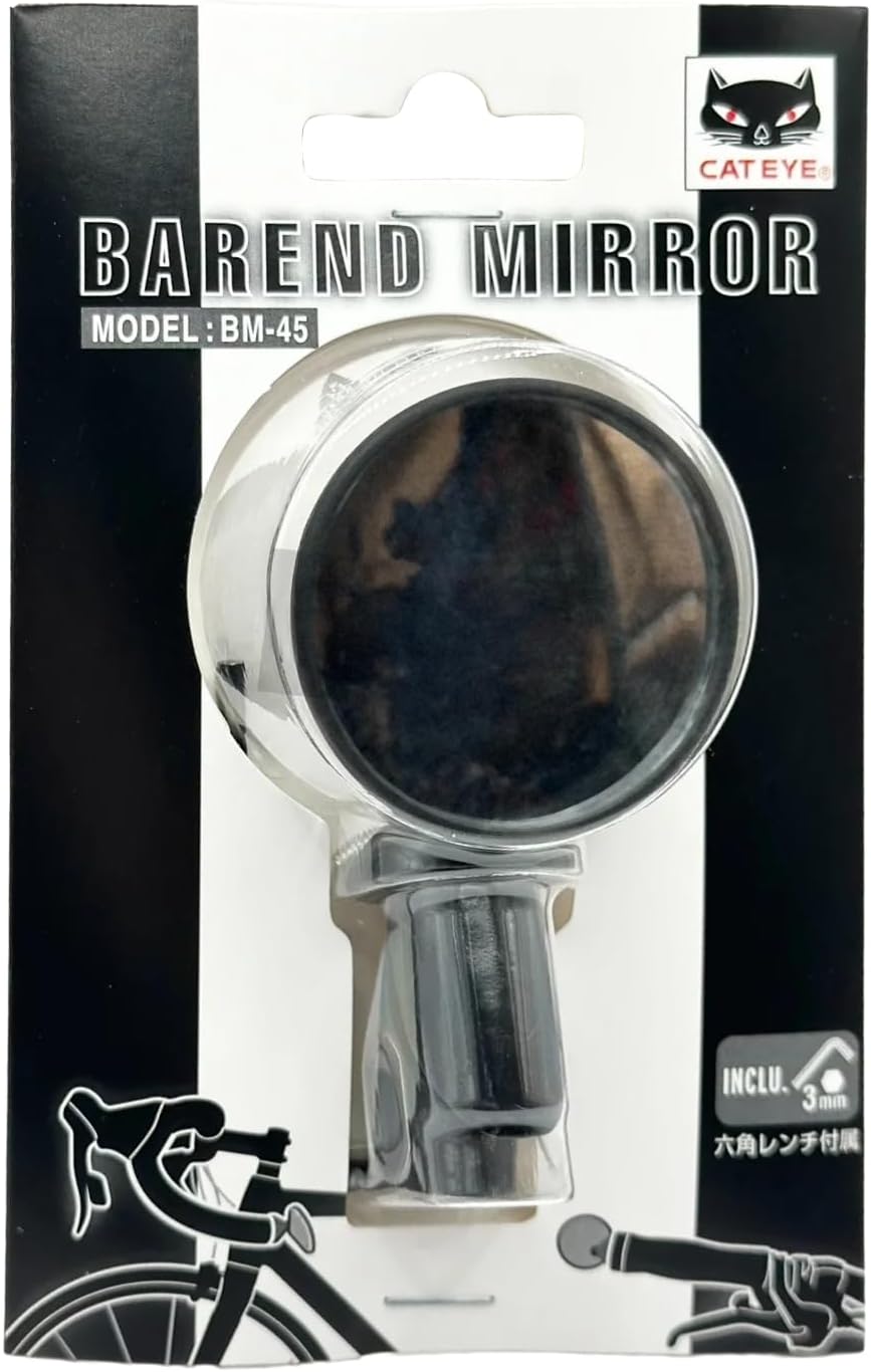 CATEYE BM-45 Bar End Mirror – Ultra Compact Mirror for Road, MTB and Gravel Bikes, Durable Aluminum with Scratch-Resistant Glass, Visibility and Safety for Cyclists