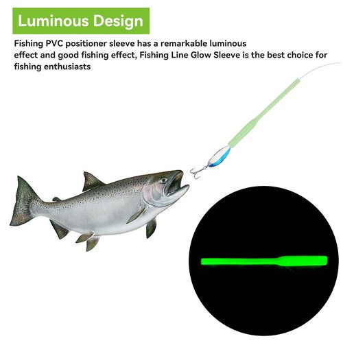 HERCHR 30Pcs 3.3in Night Fishing Glow Crimp Protectors Deep Drop Rigs Fishing Glow Beads Glow Fishing Tubes Fishing Line Crimps Fishing Glow Sleeves Fishing Rig Glow Fishing Line Glow Sleeve