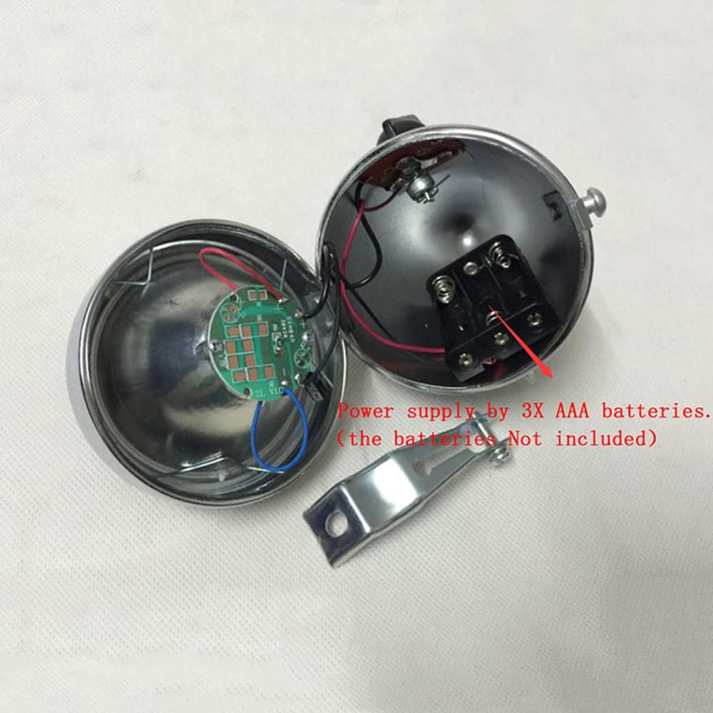 Metal Chrome Silver Shell Bright Classical Cool Bicycle Headlight Retro Vintage Bike LED Light Night Riding Safety Front Fog Head Lamp Headlamp
