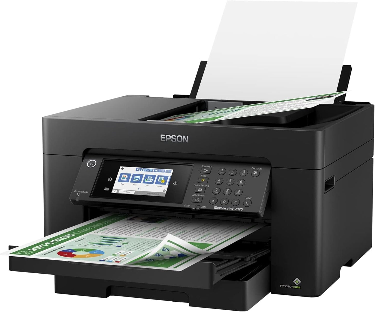 Epson Workforce Pro WF-7820 Wireless All-in-One Wide-Format Printer with Auto 2-Sided Print 13" x 19", Copy, Scan & Fax, 50-Page ADF, 250-sheet Paper Capacity, Works with Alexa, Large Black