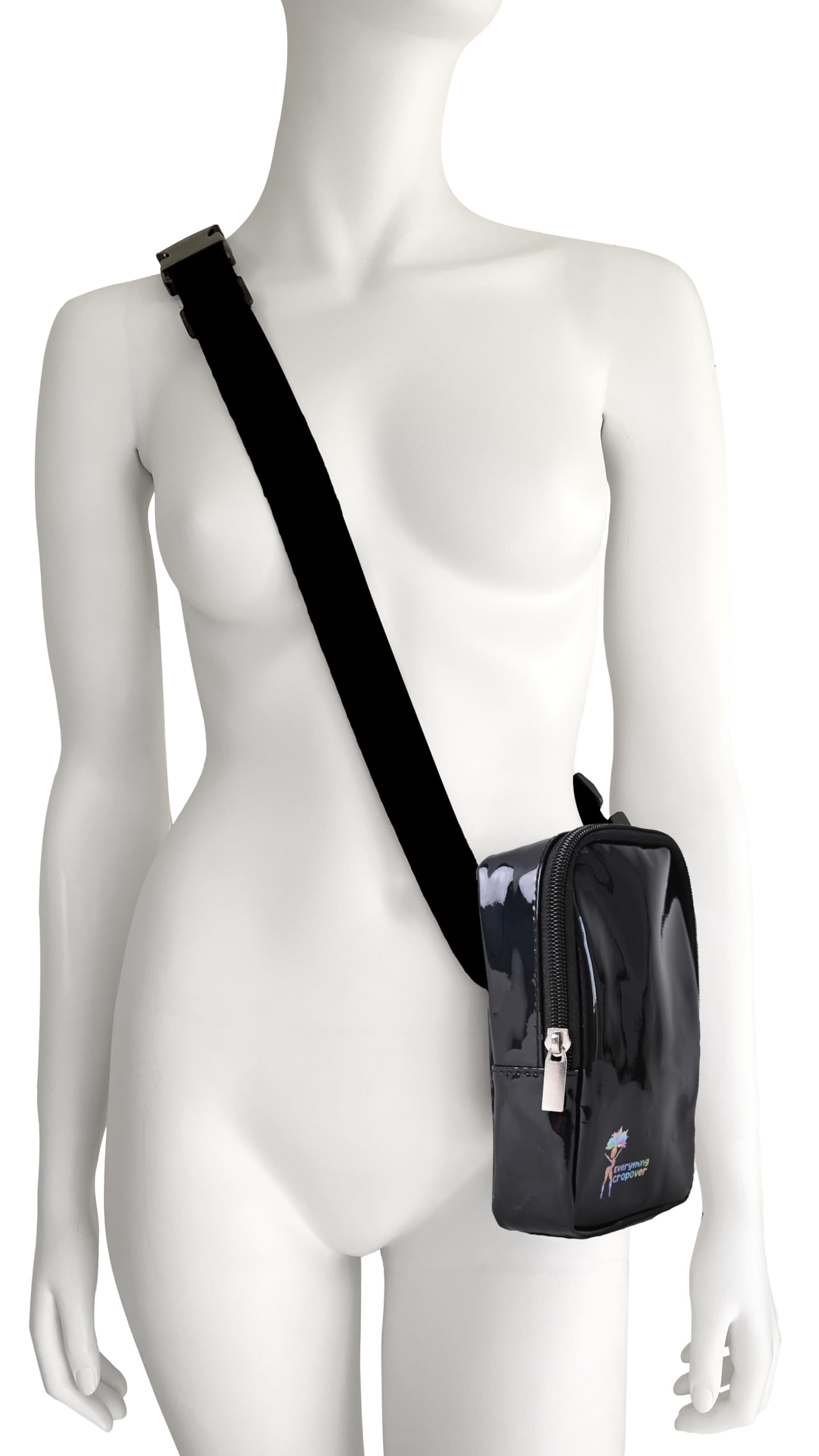 3-IN-1 Thigh Bag Fanny Pack Crossbody Bag | Carnival Leg Harness for Women | Holographic Waist Bag | Rave Leg Pack with Buckles | Black