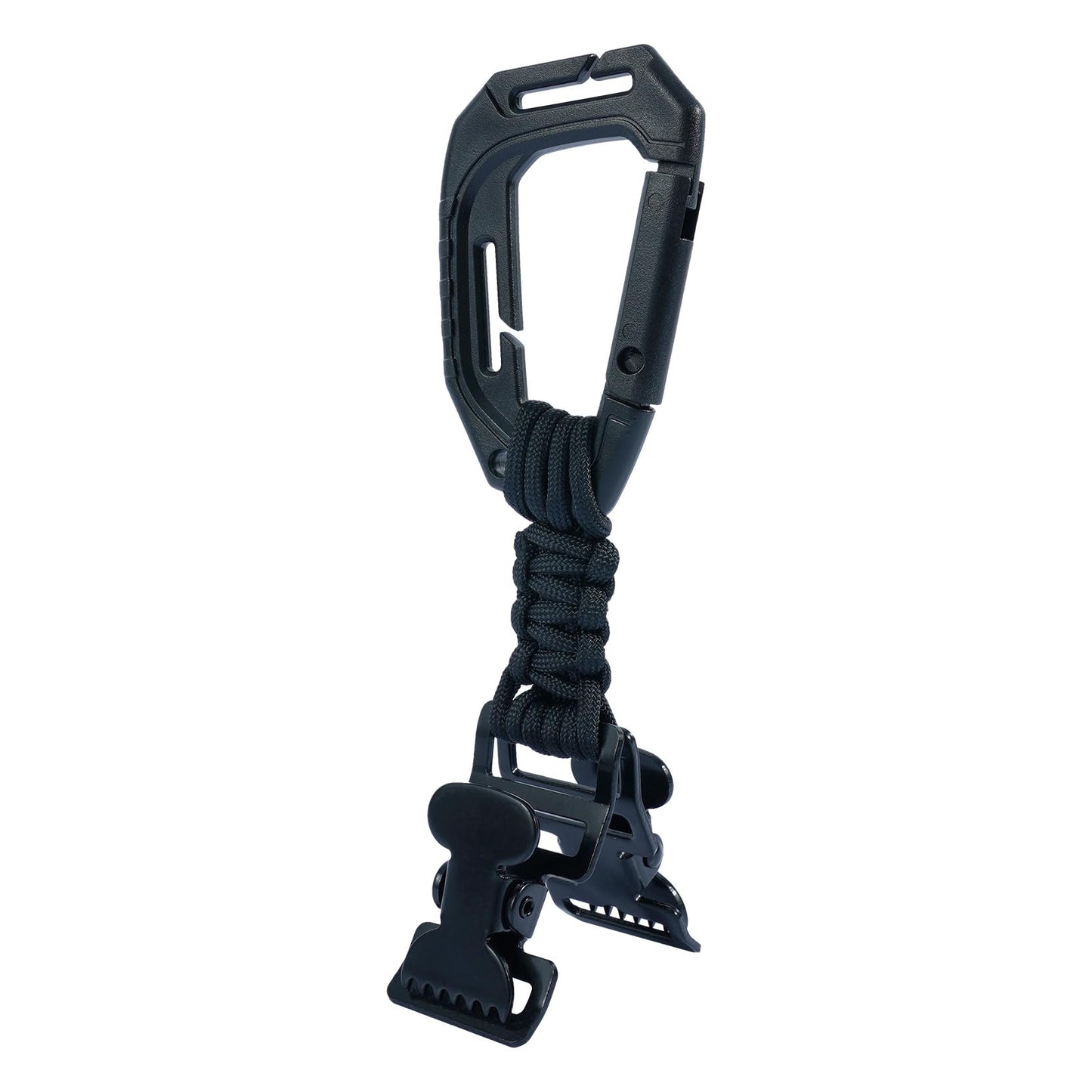 KUNN Glove Clips with Plastic Carabiner and Paracord, Metal Alligator Clips for Tactical Backpack, Work Glove Holders, Black