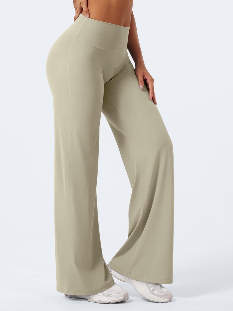 YEOREO Workout Leggings Womens No Front Seam Straight Leggings 31.5" High Waist Buttery Eddiy Gym Yoga Pants Light Sand M