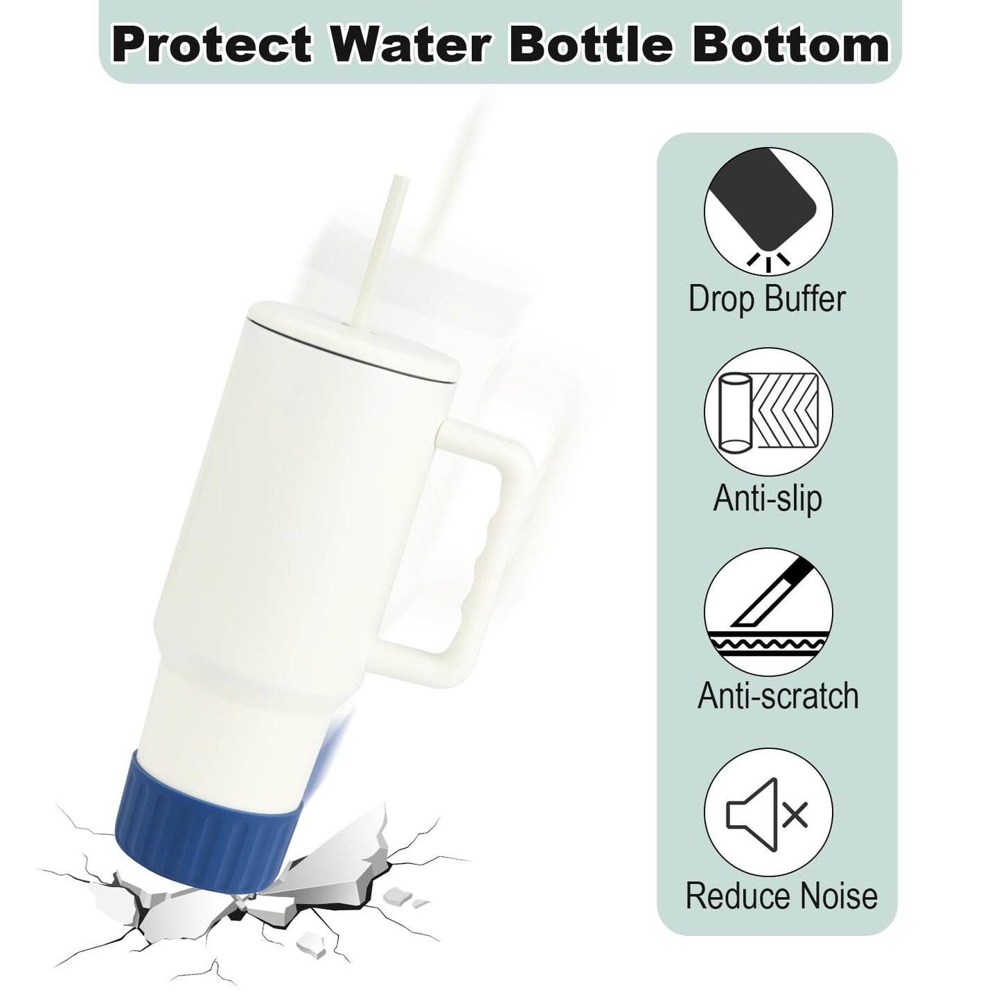 2 Pcs Protective Silicone Boot, Compatible with Stanley Tumbler for Quencher Adenture 30-40 oz & for IceFlow 20-30 oz, Anti-Slip Water Bottle Bottom Sleeve Cover, Reduces Noise & Scratches