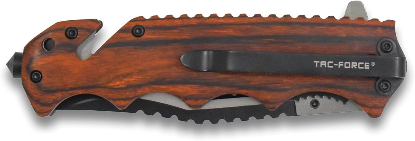 TAC Force TF-809 Series Spring Assist Folding Knife, Two-Tone Blade, 4.5-Inch Closed