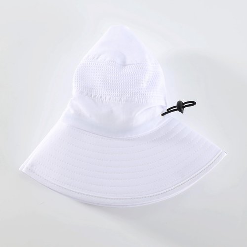 Home Prefer UPF50+ Mens Sun Hat Wide Brim Fishing Hat Breathable Mesh Beach Bucket Hat for Men Women (White)