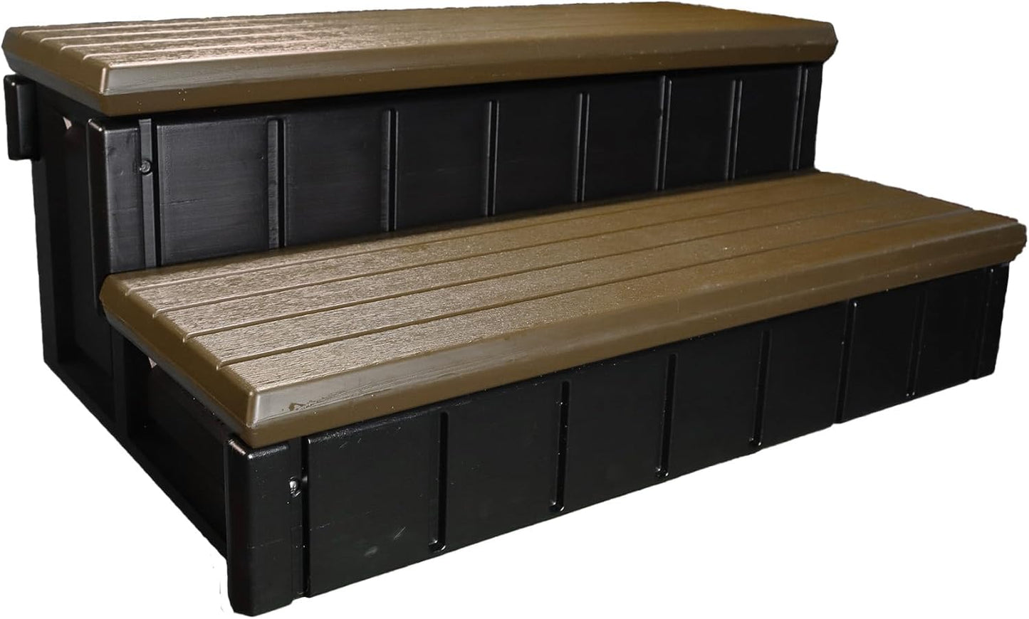 Confer Plastics Two Tier 36" Wide Deluxe Hot Tub Step. Non-Skid Spa Steps, Easy Installation, Sturdy, Long Lasting Upgrade to Your Space. Proudly Made in USA. - Espresso