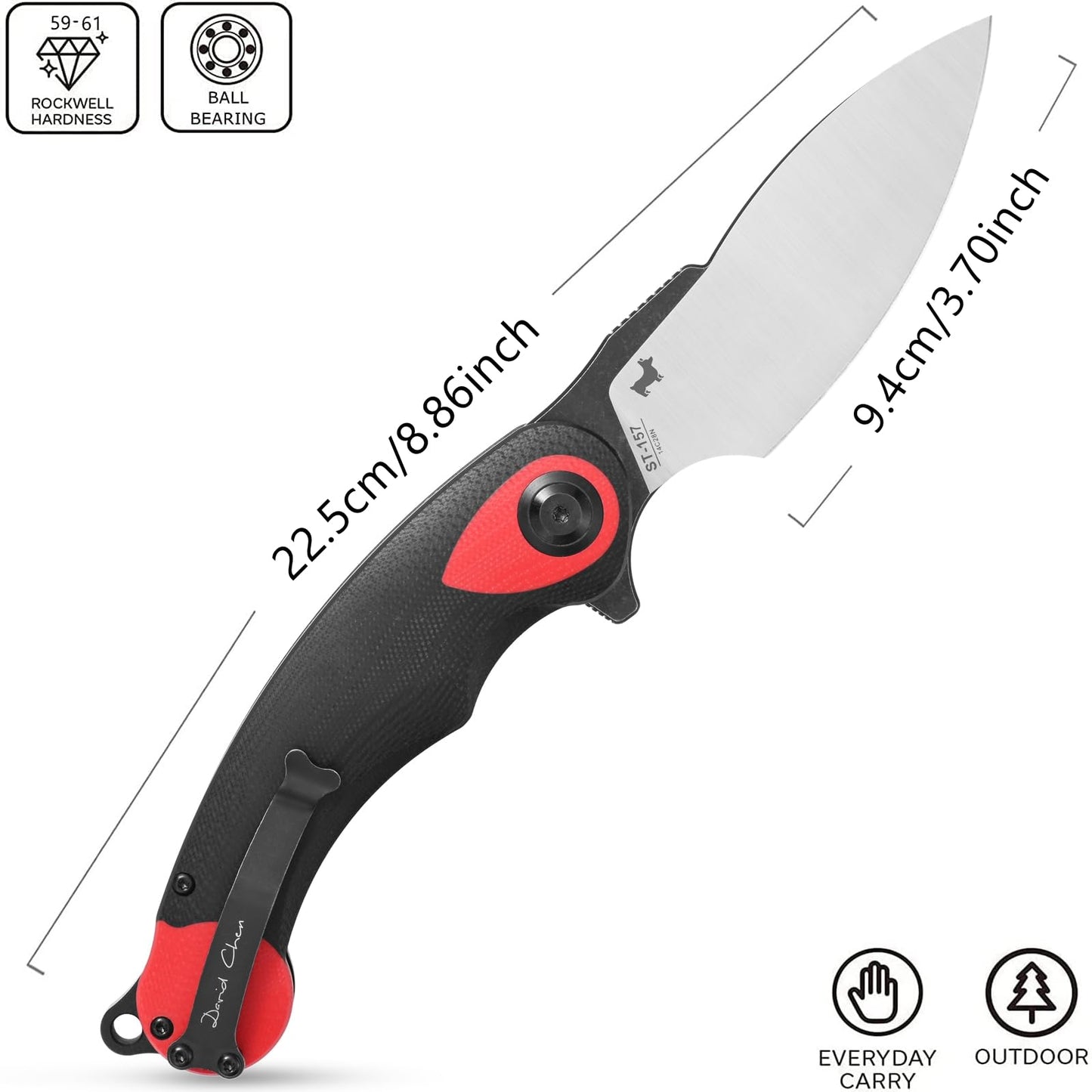 Sitivien ST157 Pocket Folding Knife,Sandvik 14C28N Steel Blade with G10 Handle,Chinese Zodiac Series EDC Tool Knifes for Outdoor Camping Hiking Survival Fishing(Red) … … …