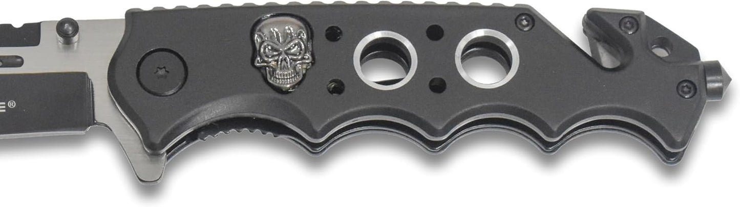 TAC Force TF-809 Series Spring Assist Folding Knife, Two-Tone Blade, 4.5-Inch Closed
