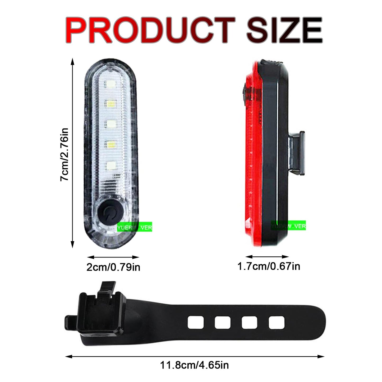 2 Pack USB Rechargeable LED Bike Tail Light Bicycle Rear Cycling Night Essential Reflector Seat Back Safety Lamp 4 Modes Waterproof Bright Warning Flash MTB Light for Men Women Kids (White)