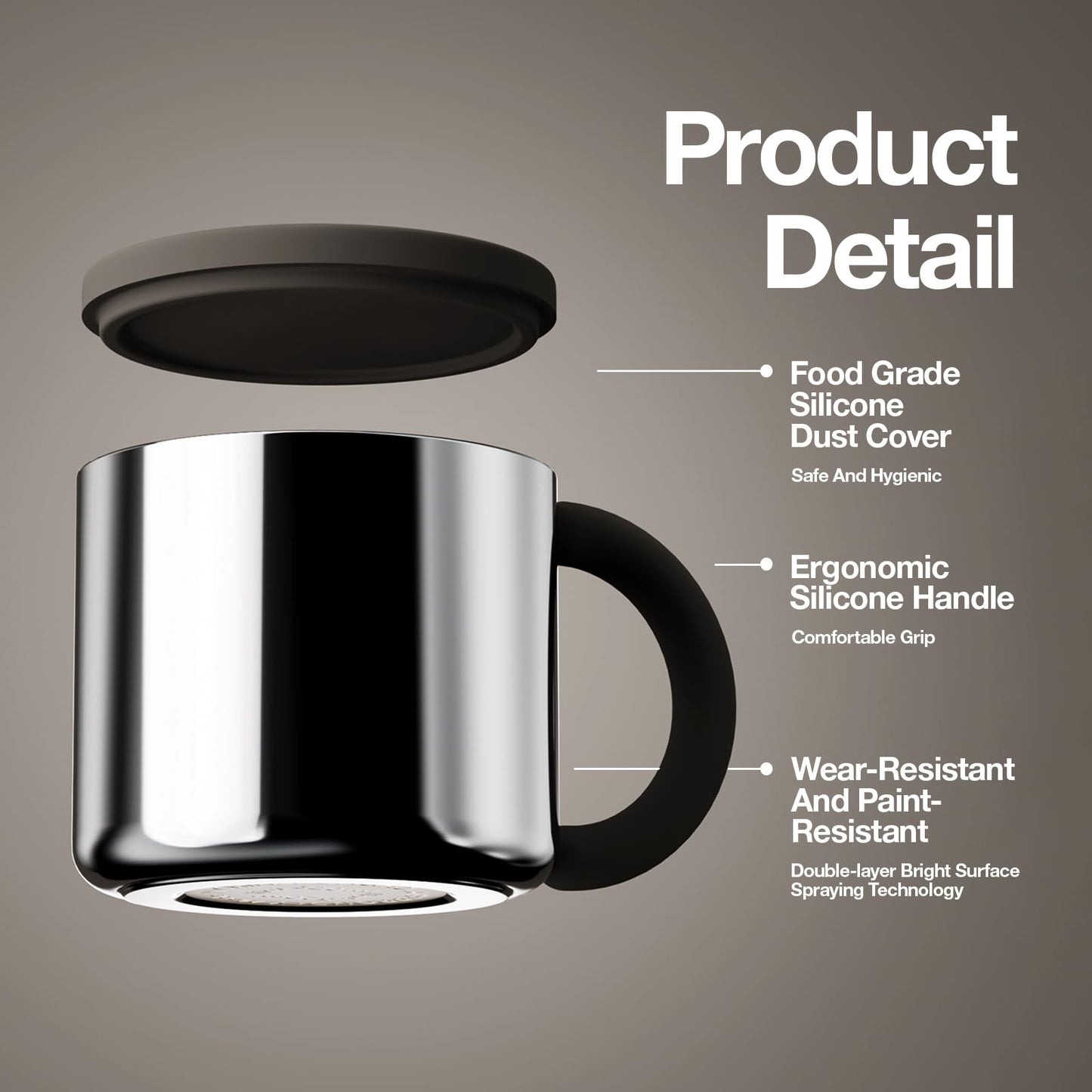 CHAKO LAB Insulated Mug 11Oz Stainless Steel Coffee Mug Double vacuum wall with Silicone Lid and Rubber non-slip handle,BPA free