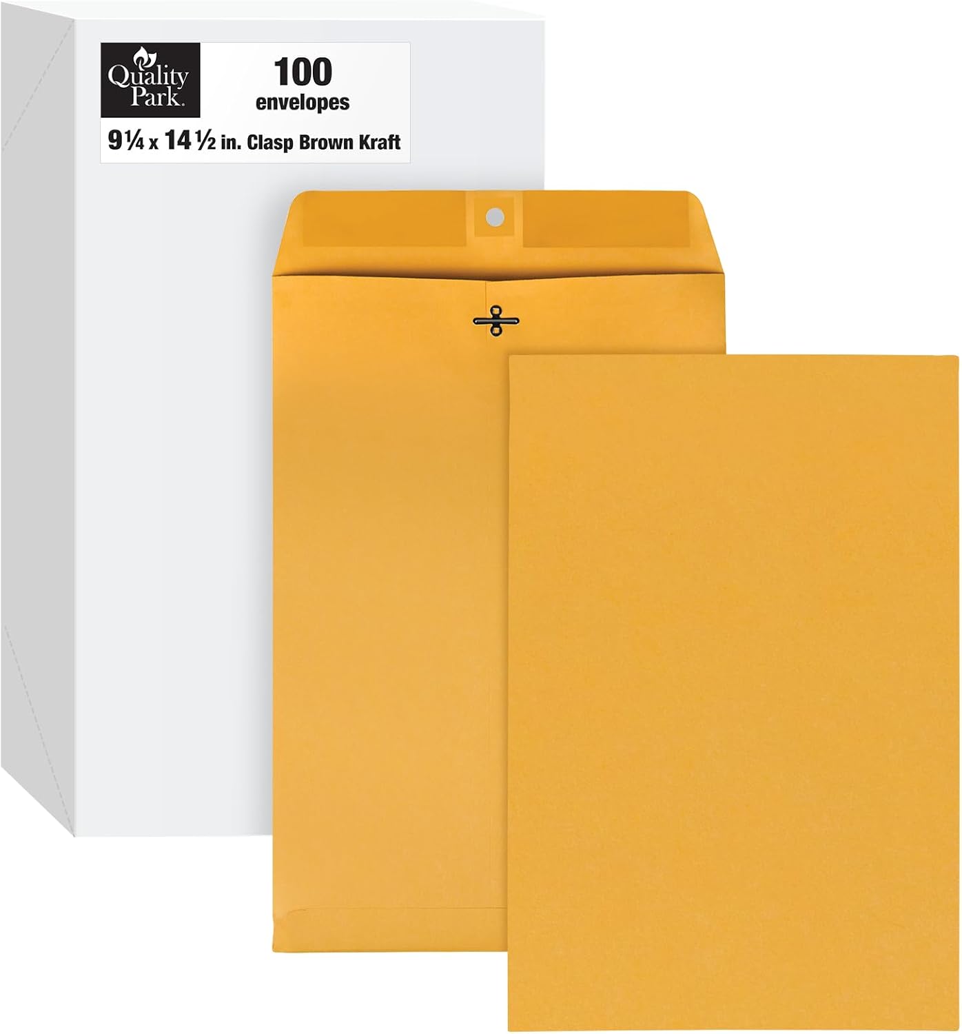Quality Park 6 x 9 Clasp Envelopes, Clasp and Gummed Closures for Storing or Mailing, 28 lb Kraft Paper, 100 per Box (QUA37855)
