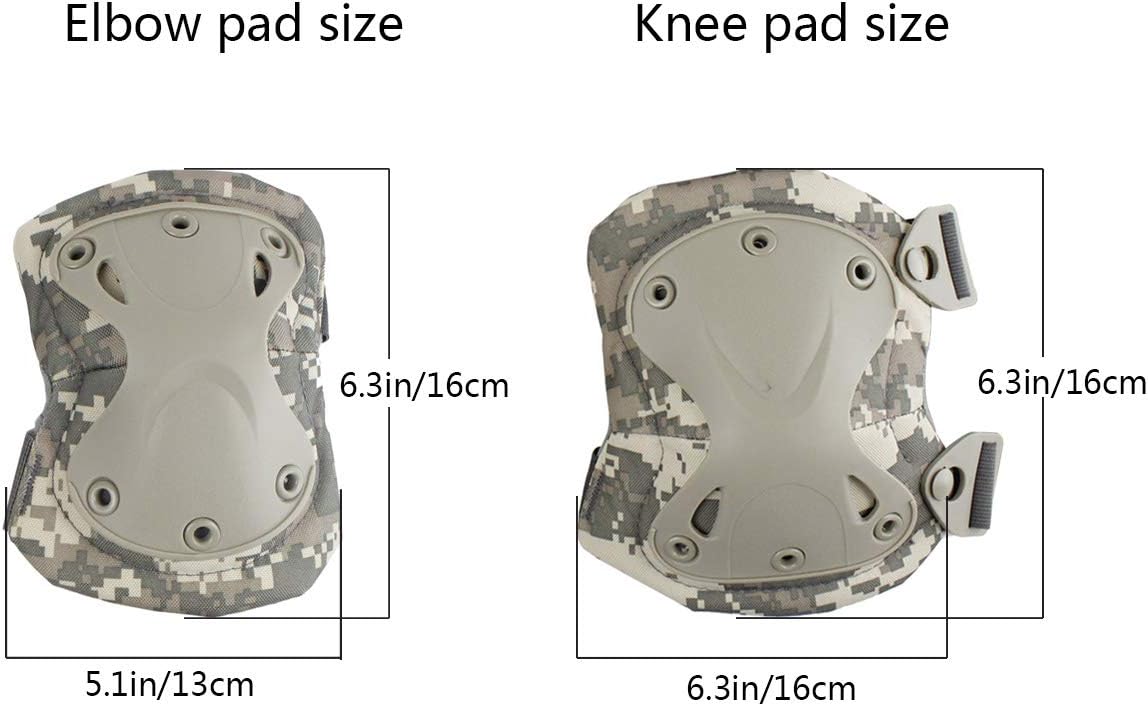AOUTACC Tactical Combat Knee & Elbow Protective Pads Set for Outdoor CS Paintball Game Cycling Safety Skateboarding Gear Skates Knee Protection Guard Pads