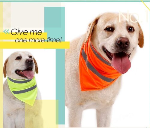 2-Pack Reflective Dog & Cat Bandanas - Yellow & Orange, L Size