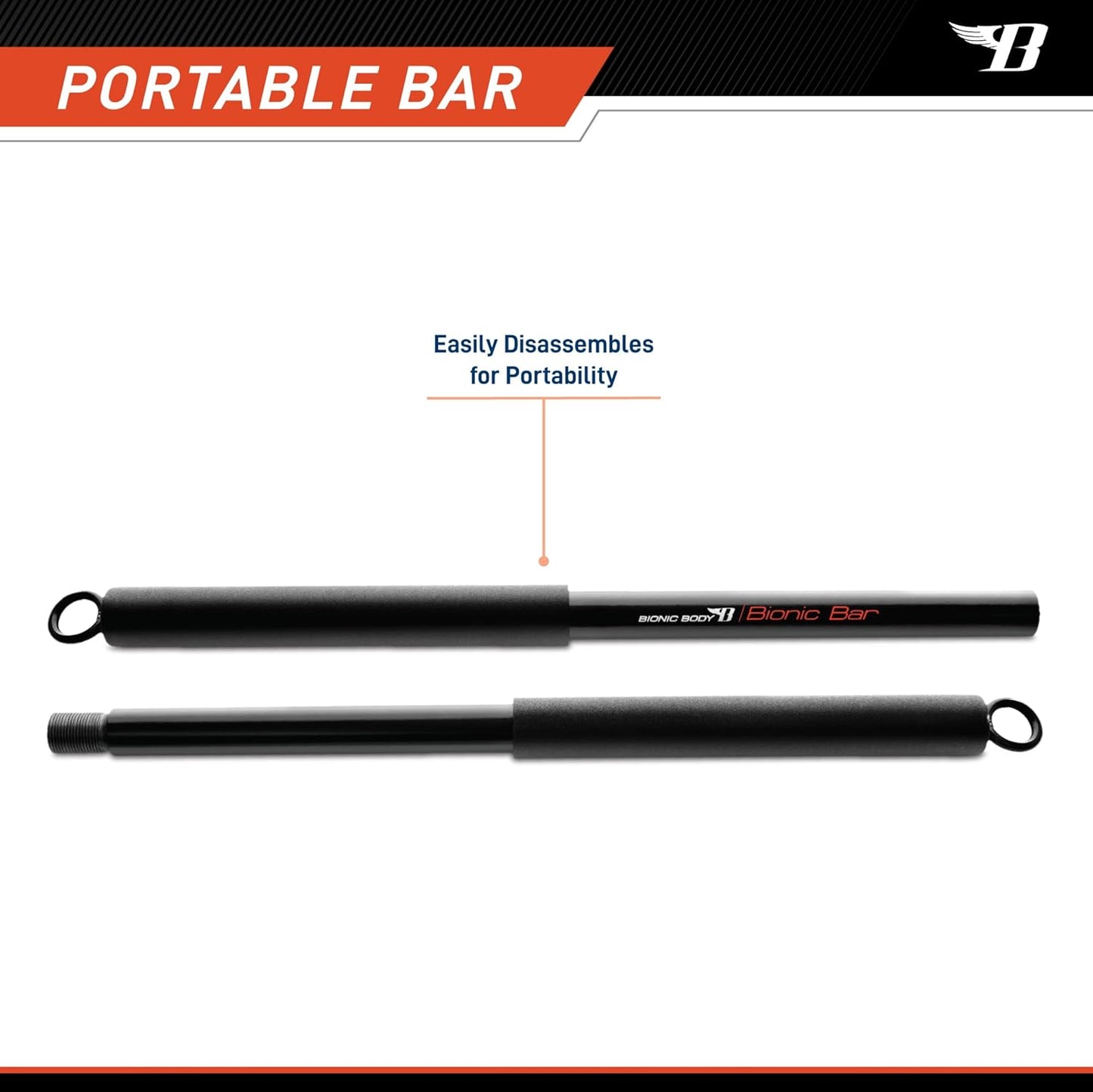 36 Inches Light Weight Resistance Training Straight Bar – Fits All Resistance Bands/Accessories with Carabiners BBEB-020