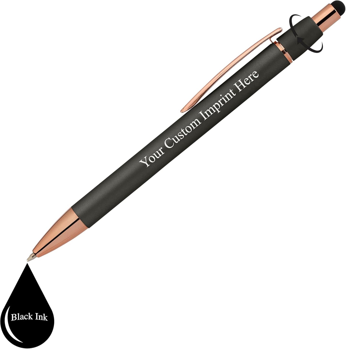 Fidget Pen for Adults - 2 Pack Stress Relief Pens with Gift Box - ADHD Anxiety - Metal with Rubber Grip - Focus for Office, Work (Black-Blue)