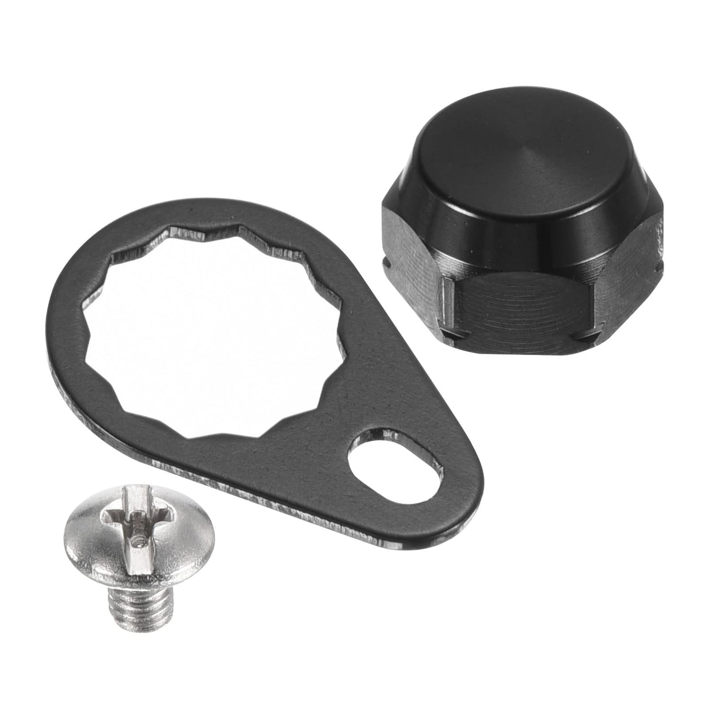 PATIKIL Fishing Reel Screw Nut Locking Plate, Right Handle Locking Caps Screw M8 Nut Replacement for DIY Fishing Accessories, Black