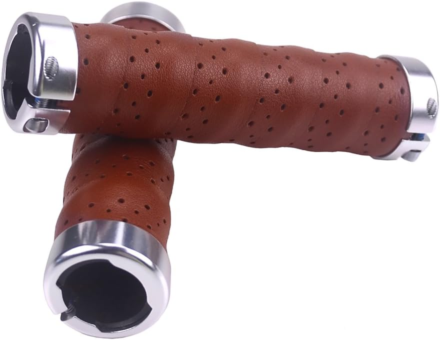 KINGOU Ergonomic Design Leather Handlebar Grip for Bicycle/Fixed Gear/Mountain/Folding Bike Double Lock-on Bar Grip …