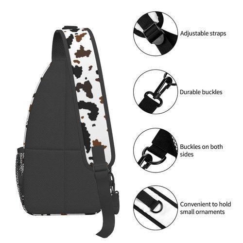 pwakvom Cow Sling Bag Crossbody Sling Backpack Travel Hiking Daypack Chest Bags Shoulder Bag For Women Men
