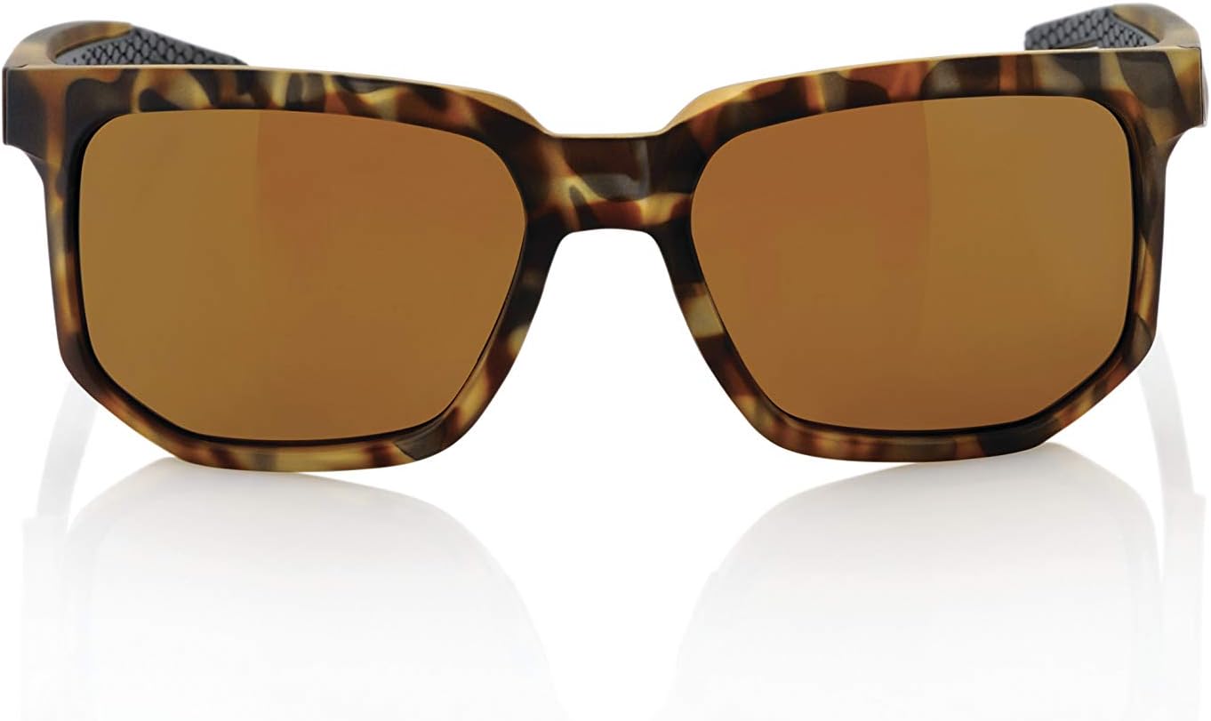 100% Centric Angular Frame Sunglasses - Durable, Lightweight Active Performance Eyewear w/Rubber Temple & Nose Grip (Soft TACT Havana - Bronze PEAKPOLAR Lens)