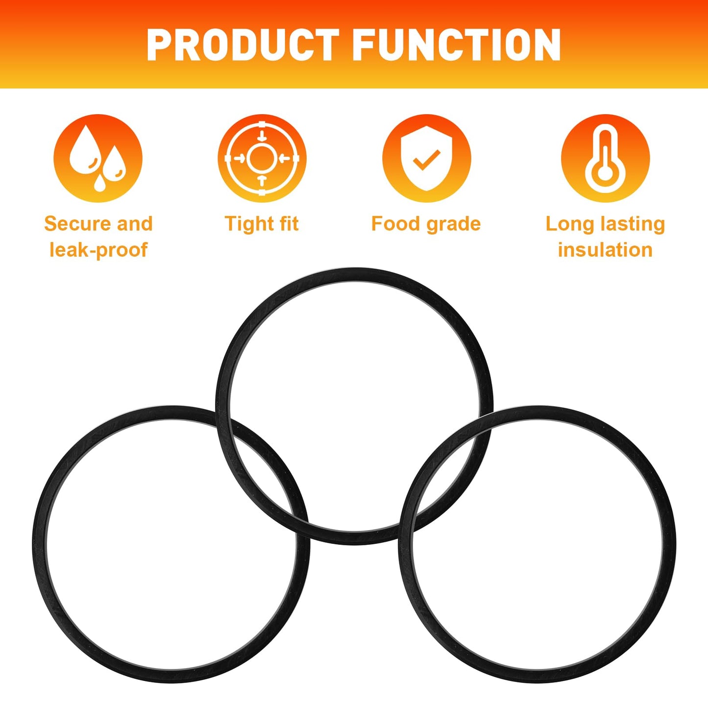 LEDBarz Replacement Rubber O Ring Seal Gaskets for Yeti Stainless Steel Vacuum Insulation Tumblers Spill Proof Lids(3 Pack)