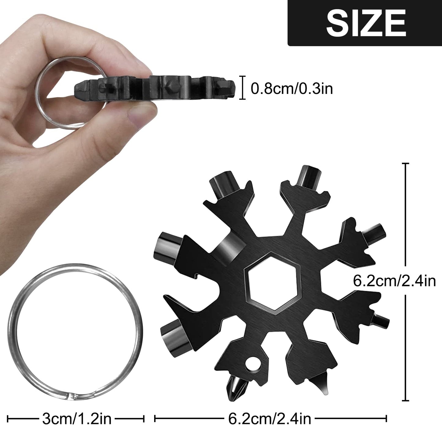 18-in-1 Snowflake Multitool, 12 Packs Stainless Steel Snowflake Wrench/Bottle Opener/Screwdriver Kit, Stainless Steel Portable Star Tool for Christmas Great Gifts