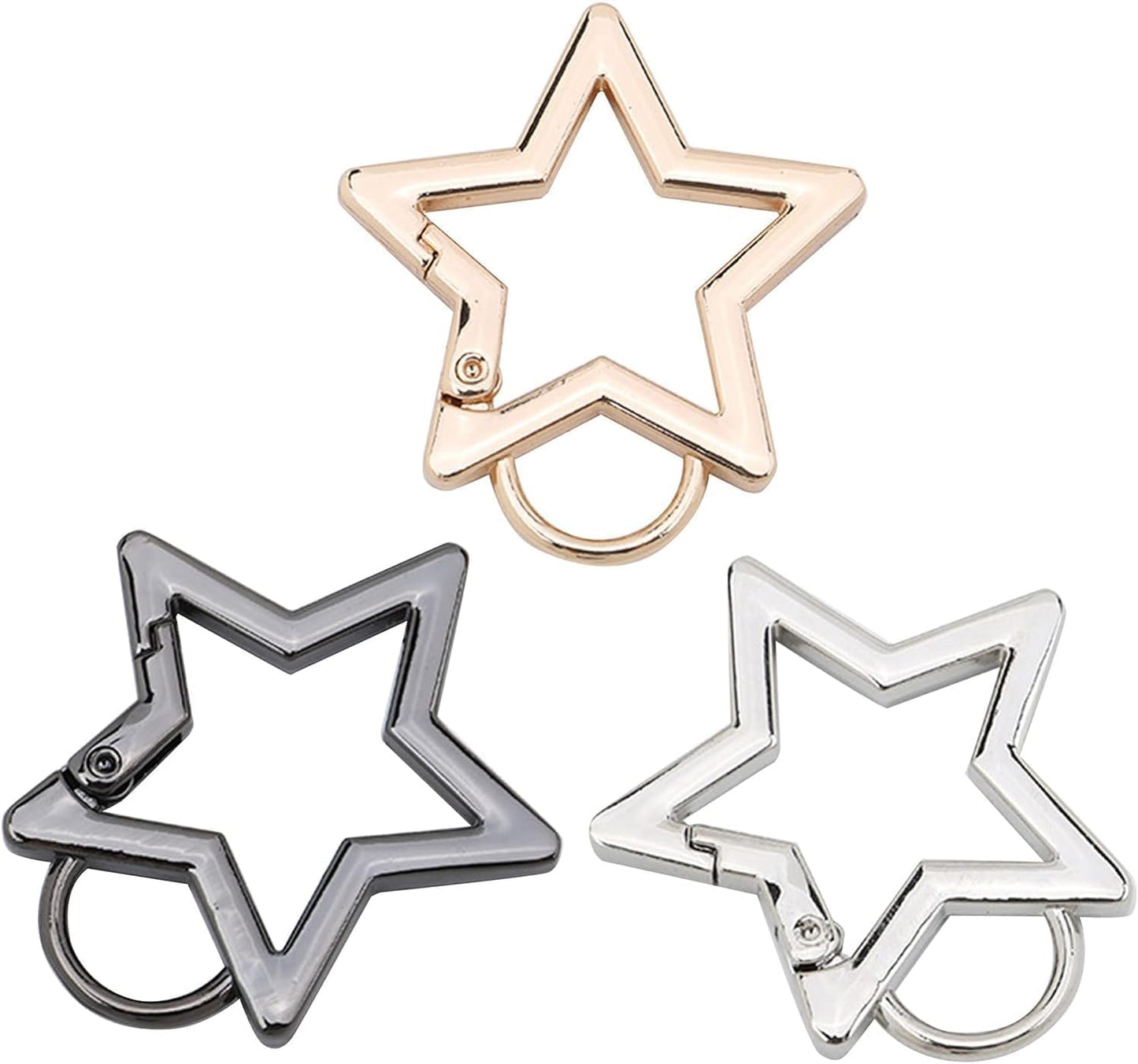 2Pcs Silver Star Shaped Stainless Steel Keychain Clip Carabiner Snap Hook Holder Star Carabiner Hook Clip Key Holder Carabiner Clip for Keys and Wallet with Key Chain Rings Accessories, Car Keychain