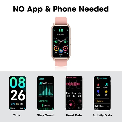 Long Battery Pedometer Watch 14 Days Battery Life, Slim Design No App/Phone Required Fitness Tracker, 50 Meters Waterproof Smart Watch, Heart Rate & Blood Oxygen Monitor Step Counter for Men Women