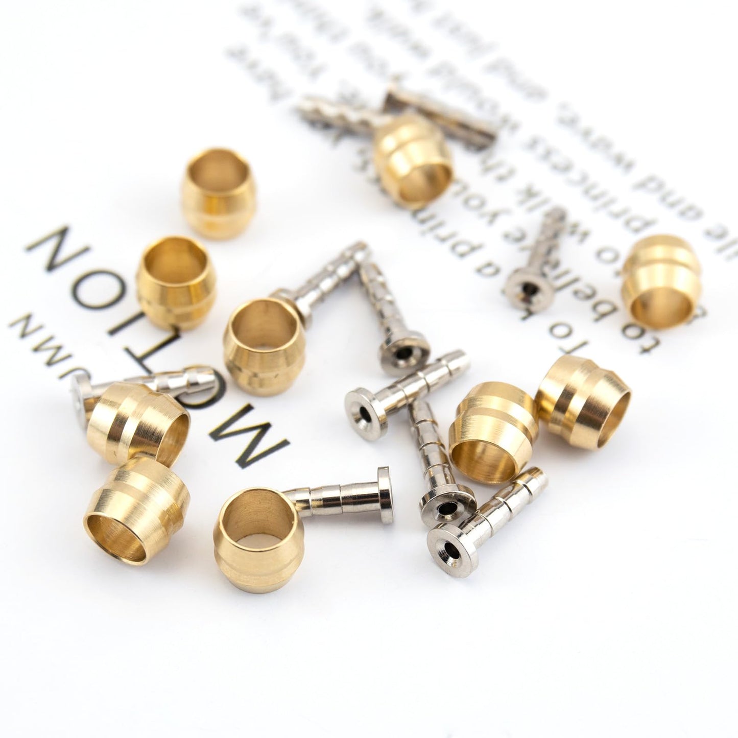 Juxiamal 10 Set Bicycle Olives and Barbs Insert Brass Connecting Insert Hydraulic Disc Brake Hose Olive Connector Component Insert Replacement Compatible with Brake Hose (BH90)