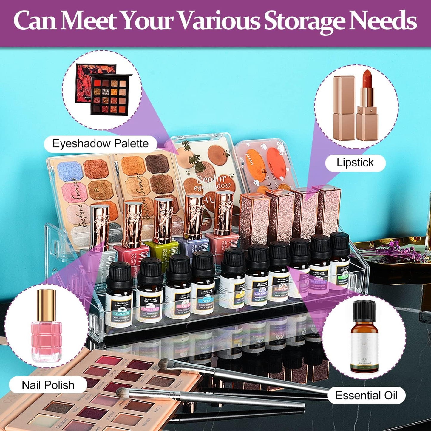 3-Tier Clear Acrylic Nail Polish Organizer | Essential Oil Holder