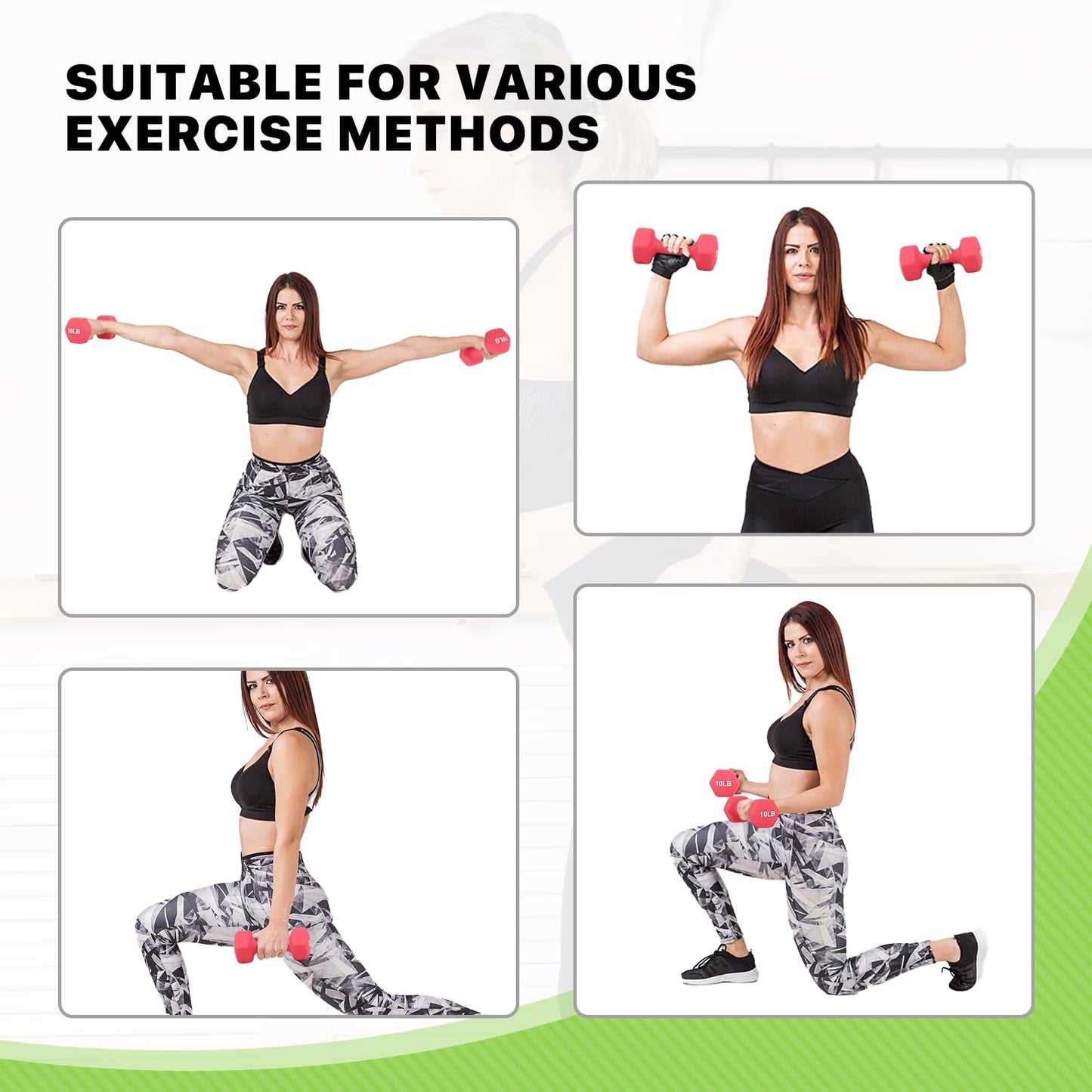 10 LB Dumbbells Set, Neoprene Coated Free Weights for Strength Training, Full-Body Workouts and Home Gym, Hex Shape for Stability (Pair, Burgundy)