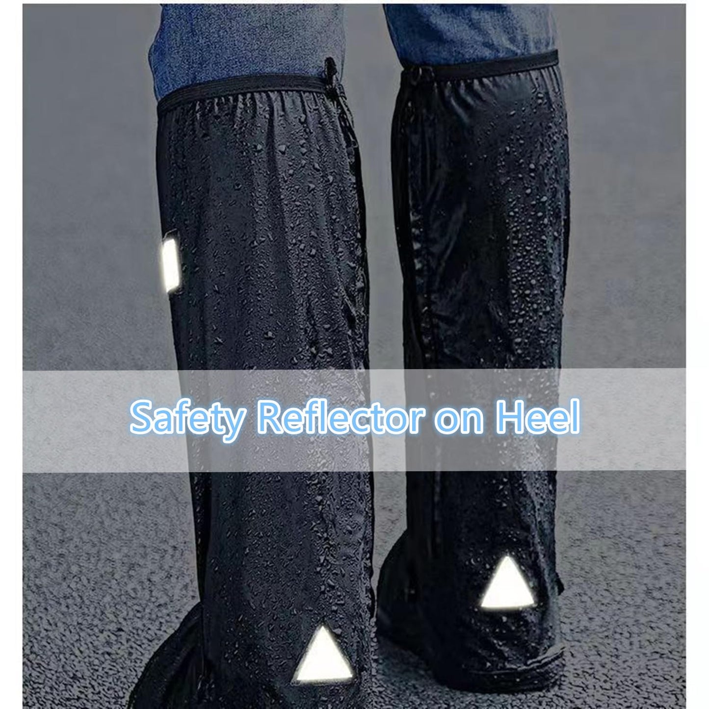 E KAINI Waterproof Rain Boot Shoe Covers with Reflector,Anti-Snow Rain Gear Reusable Galoshes for Men and Women,Foldable Rain Boot with Zipper, Non-Slip (Blcak+Grey, M)