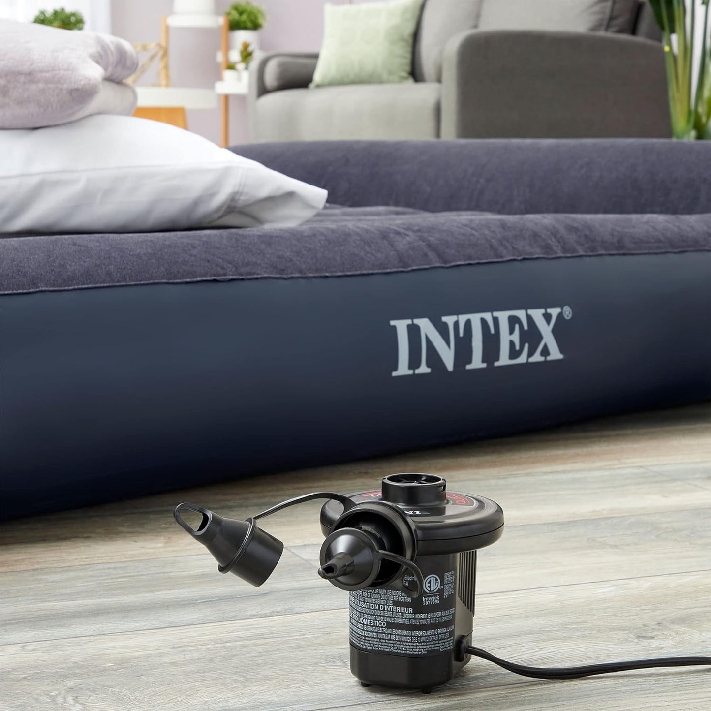 Intex 66619E 120 Volt Quick Fill AC Electric Air Pump with 3 Nozzles, Black
