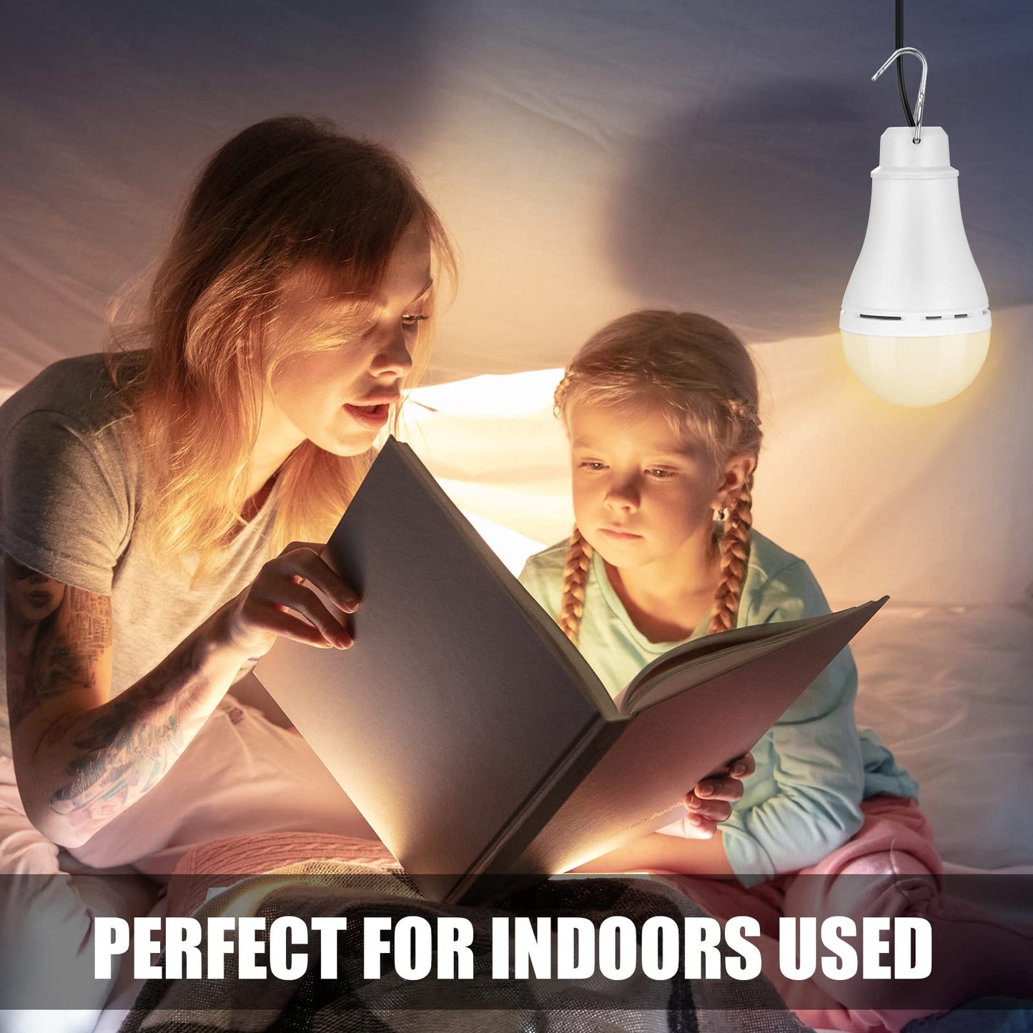 Kittmip 6 Pcs USB Light String LED Portable Light Bulb Rechargeable USB Strip Camping Lantern with Splitter Cable for Camping Porch Backyard Garage Warehouse Truck Fishing Boat
