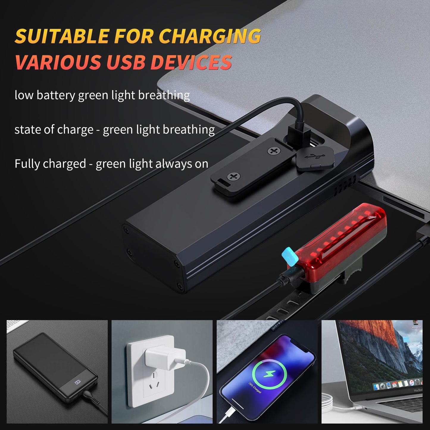 Ultra-Bright 12 LED Bike Lights for Night Riding - 10000mAh Bike Lights Rechargeable, 5+5 Modes Bike Headlight and Tail Light Set Runtime 36+ Hrs, for Road and Mountain Biking