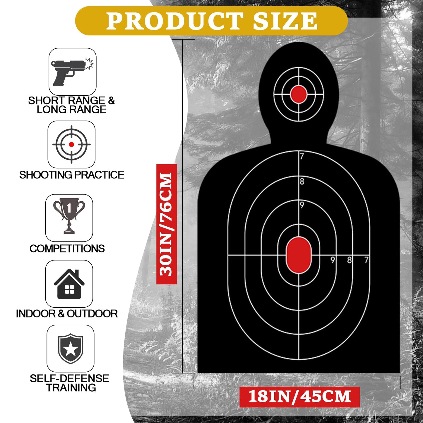 Arrowbash 72 Pcs Shooting Target Tactical Cardboard Targets Cardboard Silhouette Target for Shooting Range Practice Competitions Training(30 x 18 Inches)