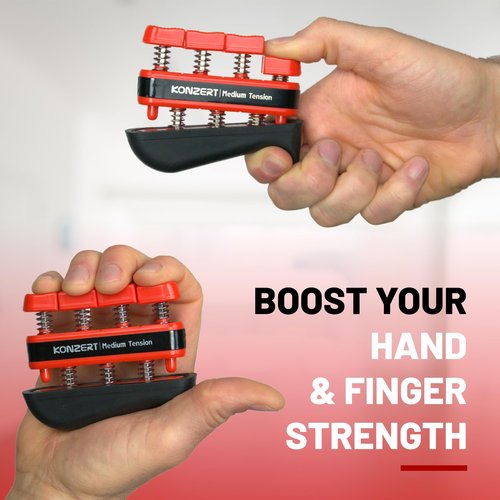 Konzert Finger Strengthener Medium Tension - Grip Strength Trainer, Forearm & Hand Gripper Exerciser, Strengthening Grip for Therapy, Guitar Handgrip, Wrist Strengtheners