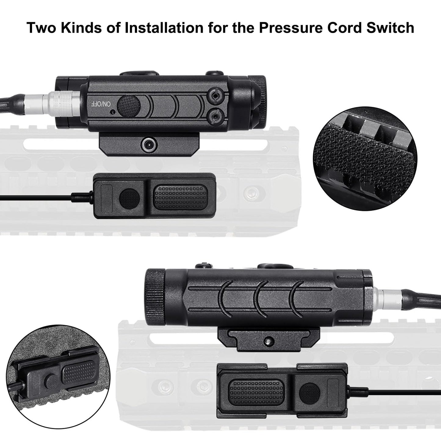 1200 Lumens Tactical Flashlight Dual Laser Combo for Rifle, with Momentary/Constant/Strobe Model, Green and Blue Laser & Tactical Flashlight Multi-Function Combo, with 9-inch Remote Pressure Switch