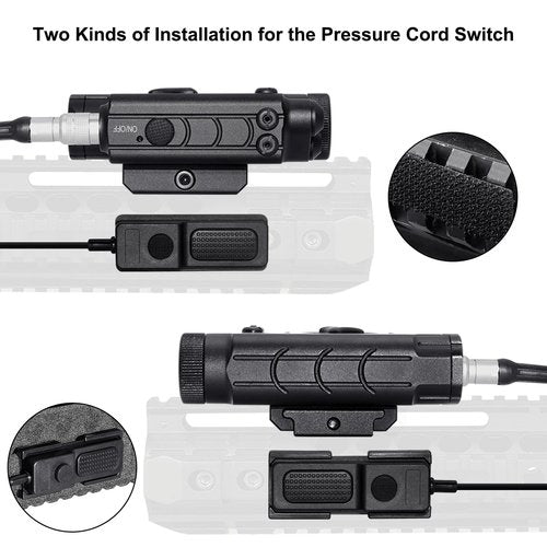 1200 Lumens Tactical Flashlight Dual Laser Combo for Rifle, with Momentary/Constant/Strobe Model, Green and Blue Laser & Tactical Flashlight Multi-Function Combo, with 9-inch Remote Pressure Switch