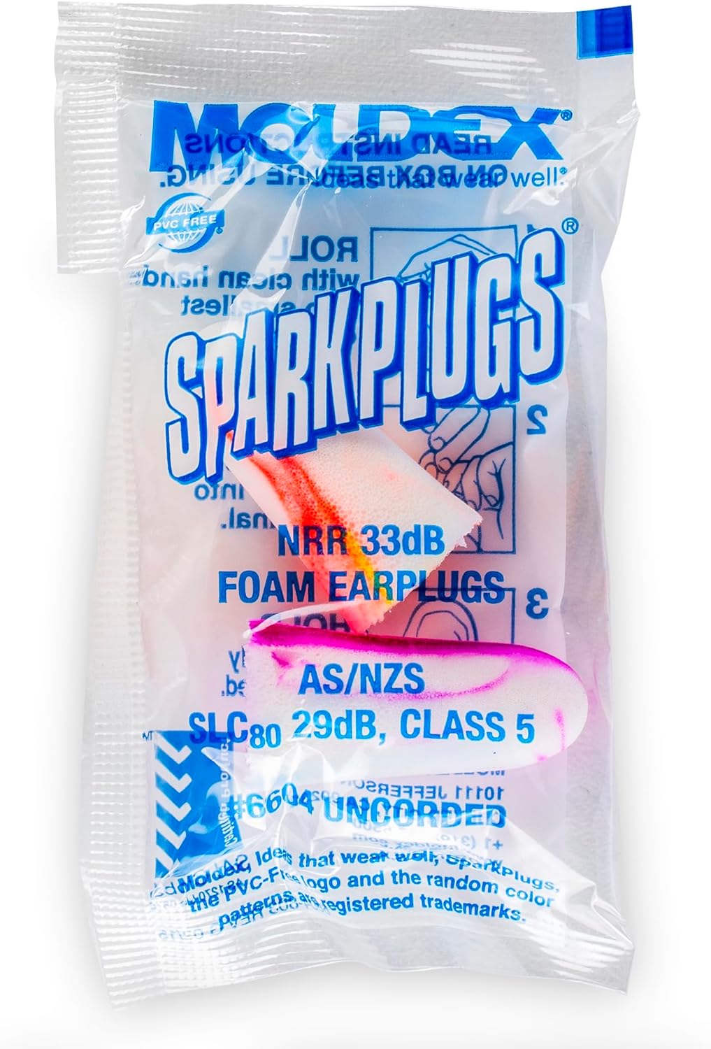 Moldex SparkPlugs® Corded Soft Foam Earplugs – Comfortable Disposable Ear Plugs for Hearing Protection, Noise Reduction, NRR 33dB, Individually Wrapped, 100 Pairs, 6654