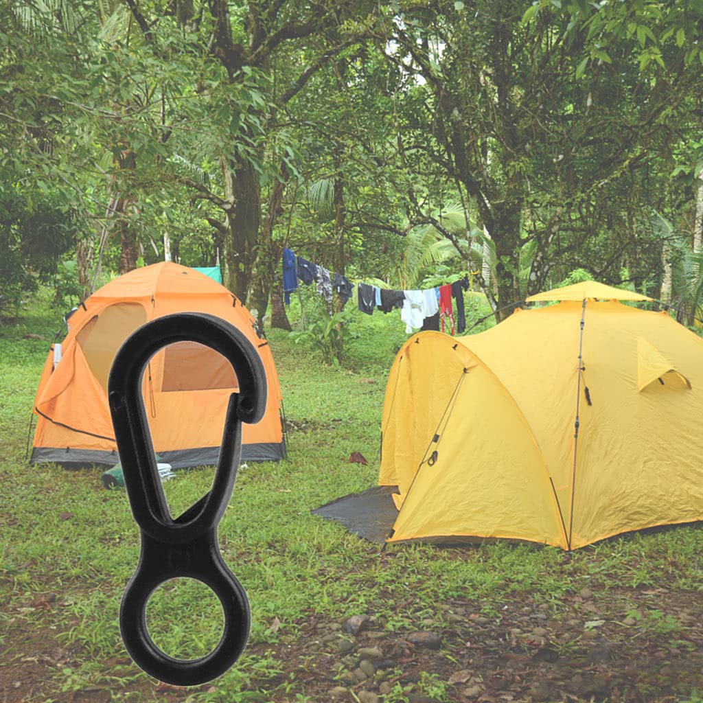 10pcs Black Plastic Snap Clip Carabiner Buckles, Multifunction Outdoor Tent Hooks for Camping, Heavy Duty,Lights Hanging,Accessory and Keychain Carabiners,Sports and Outdoors