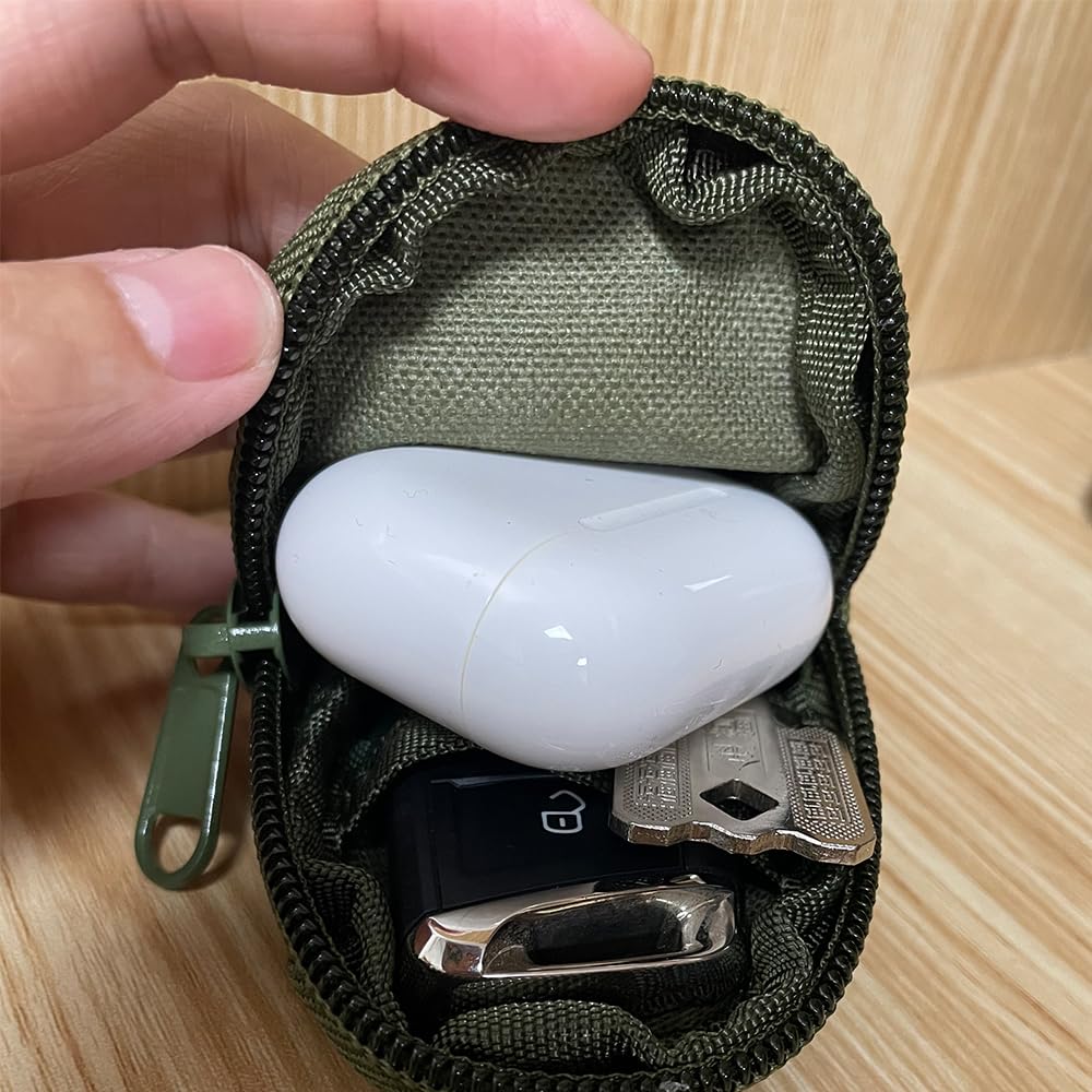 2 Pack Tactical Coin Purse - Military Pocket Keychain Pouch as Mini Tool Organizer Coin Car Key Waist Case Earphone Pack Backpack Accessory Pouch (Black-2pcs)