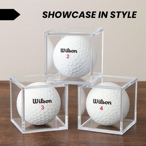 Display Zone Golf Ball Cube Display Case - Showcase & Preserve Your Golf Collection - Stunning Transparent Single Ball Holders - (Box of 6 Cubes)
